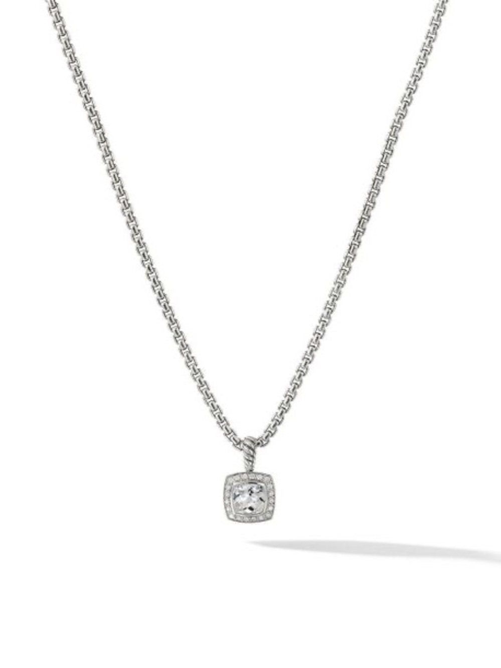 David Yurman Petite Albion Pendant Necklace Sterling Silver, Topaz, Pave Diamond